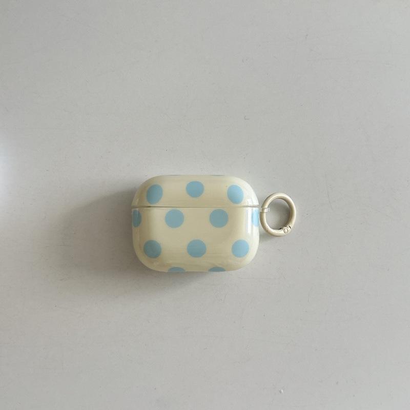 Fashion Simple Big Pink Blue Dots Polka Point Pattern Glossy Earphone Case with Ring Cover for AirPods 1 2 3 4 Pro 2 Pro 3