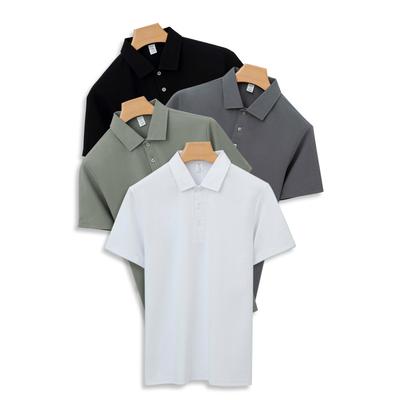 Tricou polo pentru bărbați cu guler fără marcaj pe două fețe Tricou cu rever pentru bărbați Tricou polo pentru bărbați din bumbac Xinjiang cu mânecă scurtă