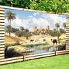 2D Plane Design, 2D Plane Product, 1 Piece - Desert Oasis Scene, UV Printing - Flag - Suitable for Living Room and Bedroom