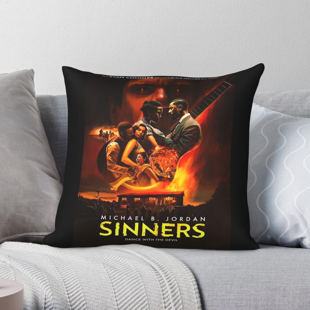 Sinners Movie Dance With The Devil Square Pillowcase Polyester Linen Velvet Creative Zip Decor Sofa Cushion Case