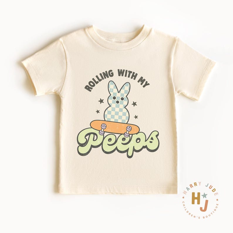 Rolling With My Peeps Easter Shirt, Funny Bunny Toddler Shirt, Easter Kids Shirt, Bunny Skateboard Shirt, Cute Spring Toddler Tee 140