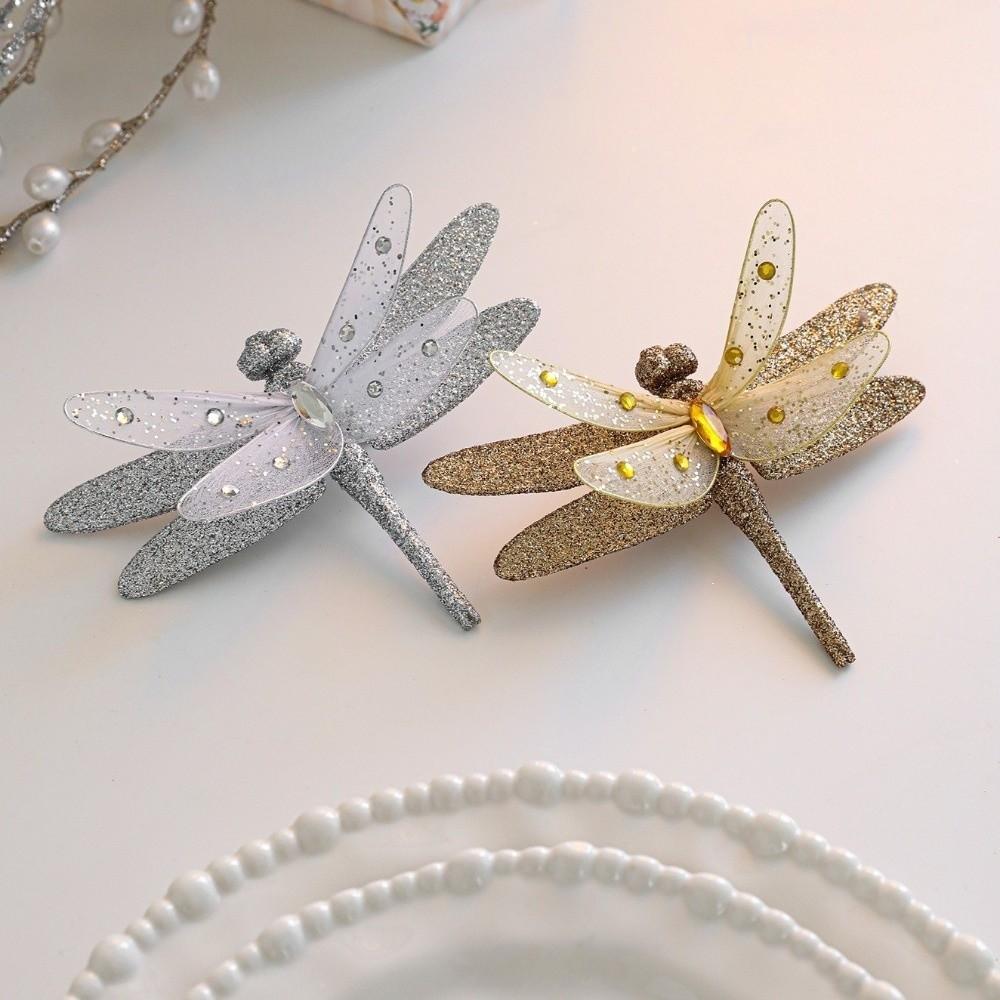 Sparkling Christmas Butterfly Ornament with Clip Glitter Dragonfly Hanging Decoration Colorful Christmas Tree Decorations