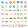50 Pieces of Watercolor-blended Starry Sky Pet Stickers, Dreamy Colored Ink Planet Transparent Sticker Art