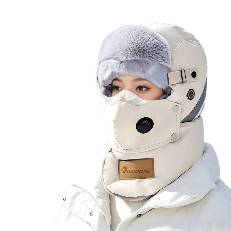 Fleece thickened solid color cold thunderstorm hat, winter outdoor men's and women's ski cycling cover hat