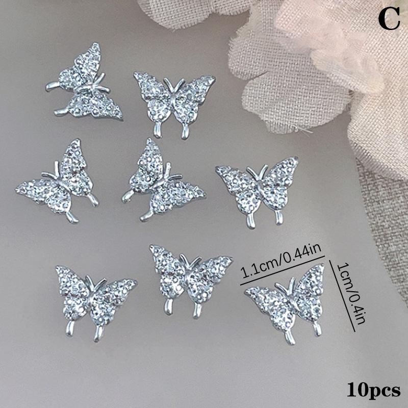 10Pcs Cute Bear Bow  For Nails Heart Shaped  3D Nail Art Charms Diy Manicure Decoration