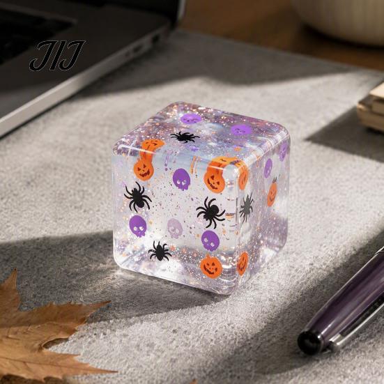 Halloween Stressball Sensorisches Spielzeug, Knetspielzeug mit Kürbis Schädel Spinnenmuster, Klar Angstlinderung Partygeschenke