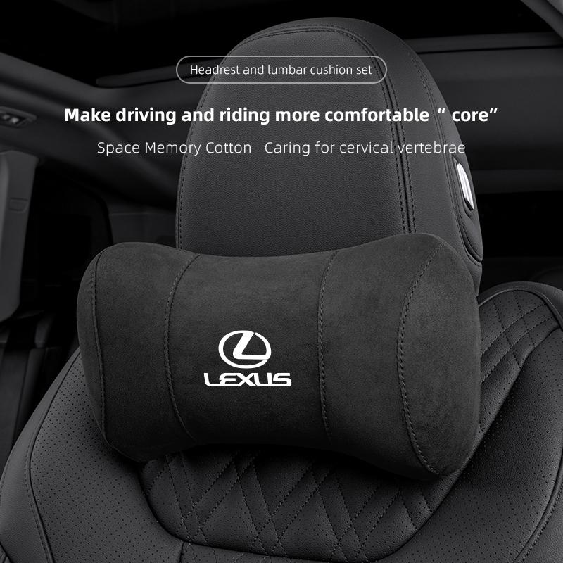 Suede Car Seat Headrest For Lexus Fsport RX330 IS250 Ct200h ES300h RX350 GX460 LX570 Memory Cotton Neck Pillow Auto Accessories HD7