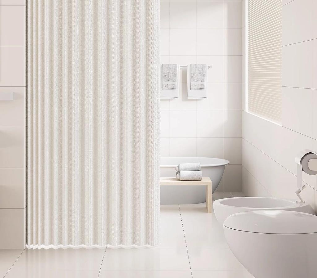 Luxury Bedroom and Bathroom Faux Linen Curtain: Waterproof, Mildew-Proof, Dry/Wet Separation for Shower or Kitchen Partition.