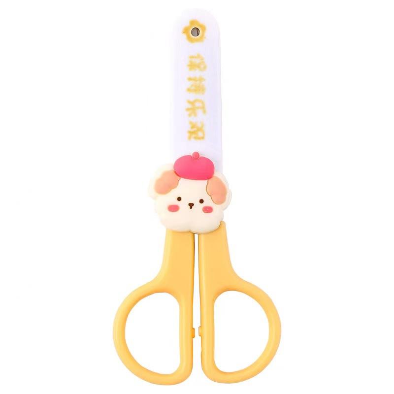 Office School Supplies Cartoon Scissors Primary School Students Safety Stationery Small Creative Cute Round Head Handmade Lovely