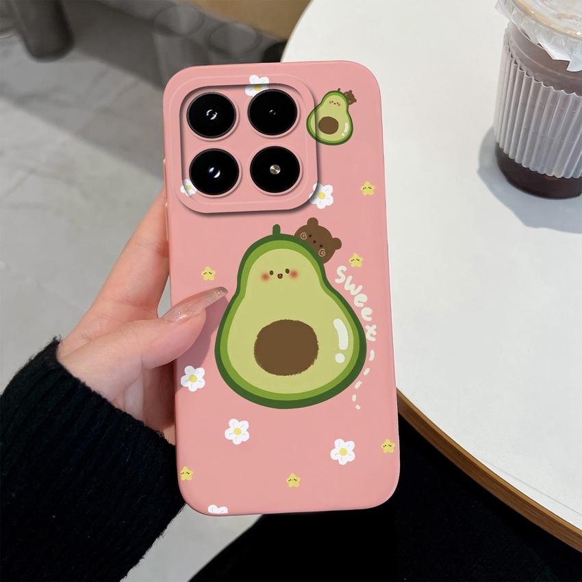 For Xiaomi 17 14 14T 15 15T Pro Poco C71 C75 M7 M8 F7 F8 Phone Case Cute Flower Avocado Pattern Shockproof Silicone Back Cover Shell For Xiaomi Casing