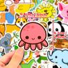 50pcs Cartoon Animal Sticker Waterproof Vinyl Decals DIY Laptops Water Bottles Phones Decorative Stickers
