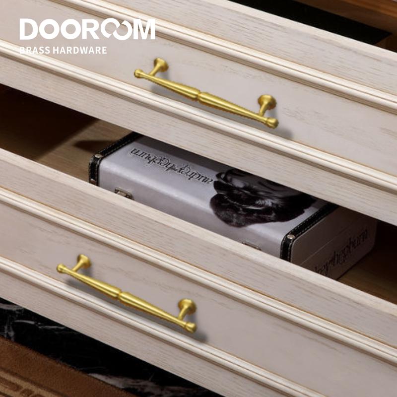 Dooroom Brass Furniture Handles Wardrobe Dresser Cupboard Cabinet Drawer Knob Black Bronze Gold American Pastoral European Pull