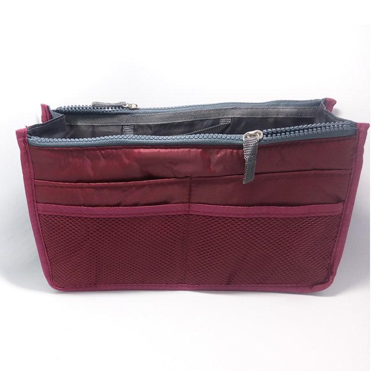 Multicolor Polyester Travel Makeup Bag With Double Zippers For Organizing Cosmetics And Toiletries