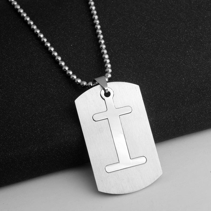 HNSP Stainless Steel Initials Pendant Chain Necklace For Men Women 26 Letter Name Accessories