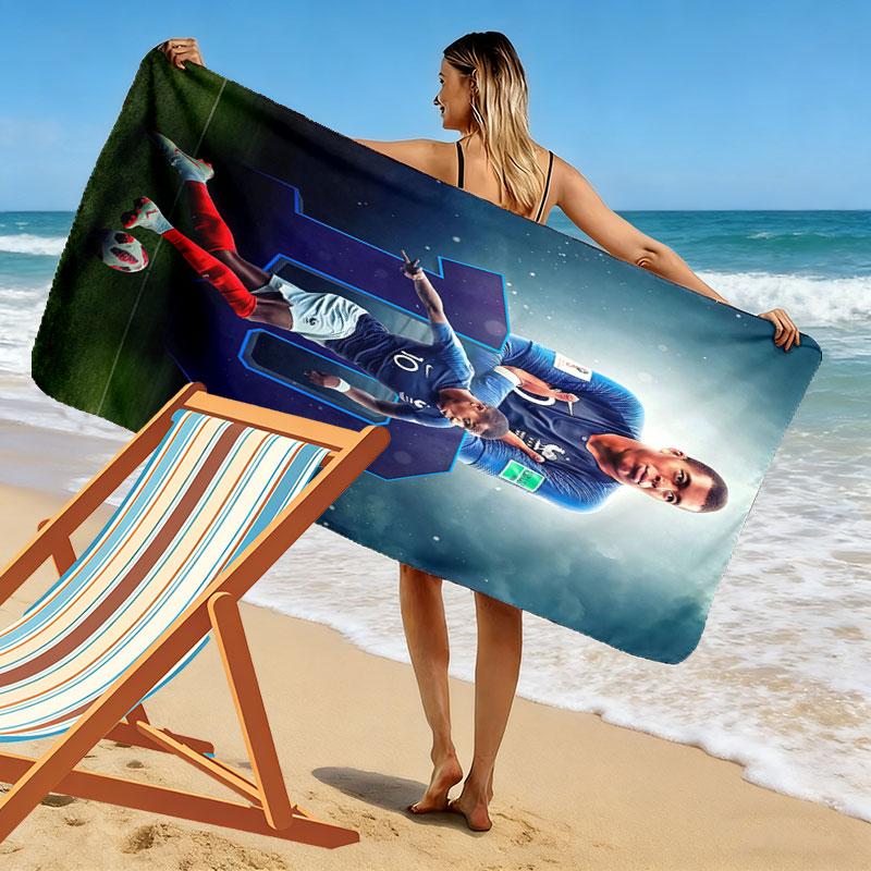 Asciugamano da Spiaggia Stella Kylian Mbappé, Asciugamano Grande Morbido Asciugatura Rapida per Spiaggia Campeggio Nuoto