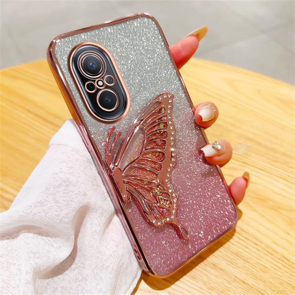 Nova 9 SE Gradient Glitter Butterfly Quicksand Phone Case For Huawei Nova 10 12 11 10 5T 7 11 9 8 7 SE Pro Y70 Plus Soft Cover