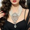 Elegant French Alloy and Glass Pearl Necklace & Earring Set for Weddings, Parties, and Birthdays