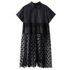 Manches courtes Grande taille Vintage Coton Maille Patchwork Nouveauté Robes pour femmes Décontracté Lâche Long Robe chemise d'été