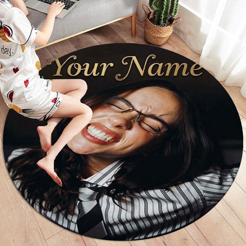 Billie Eilish Custom Name Round Area Rug,Carpet Rug for Living Room Bedroom Sofa Playroom Decor,Non-slip Floor Mat