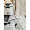 Korean Style Quilted Woolen Hooded Coat with Horn Buttons - Versatile Winter Wear