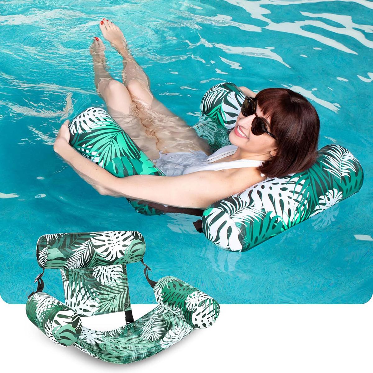 Inflatable Floating Seat Water Floating Chair Pool Floating Backrest Seat + pump зелёный