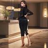Women's Slim Fit Rhinestone Long Sleeve Dress - New Fashion Style