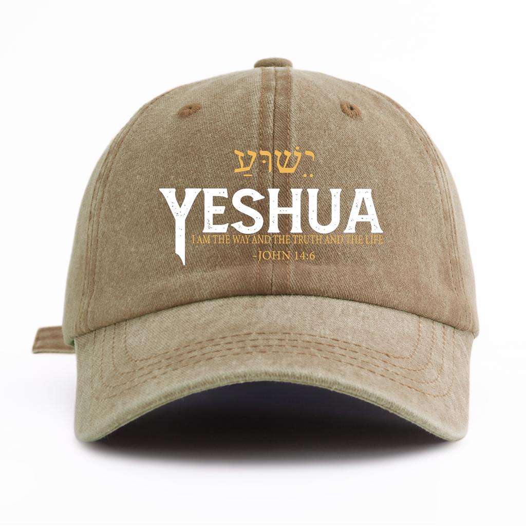 1 st YESHUA Tryckt Tvättad Basebollkeps för Vuxna, Minimalistisk Retro Stil Casual Mjuk Justerbar Farsdagskeps, Perfekt som Gåva