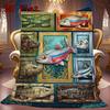 Fish Gallery 2D Flat Pattern Flannel Blanket, High Quality All Seasons, Home Decor, Warmth and Comfort, Perfect for Christmas Gifts.