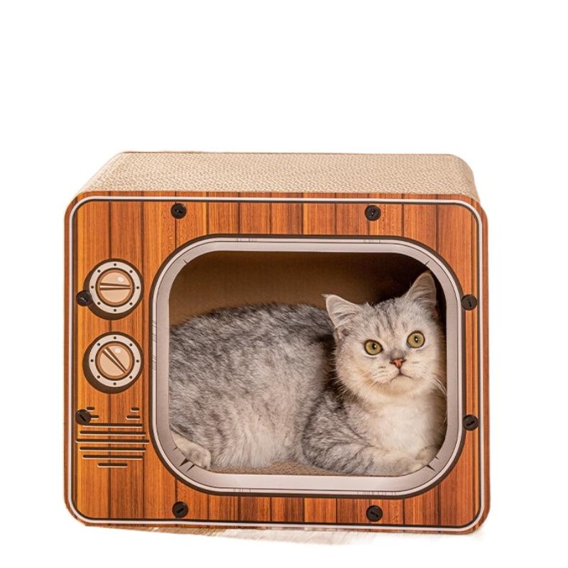 Creative Cat Scratching Board TV Cat Box Scratch Resistant Wear Resistant Three-dimensional Pet Toy Carton No Scraps Pet Habitat