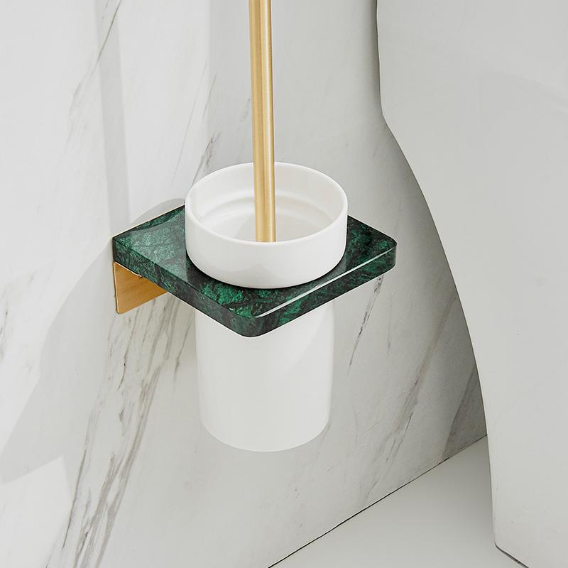 White/Black Marble Bathroom Toilet Brush Holder Wall-mounted Brushed Gold Toilet Cleaning Brush Bathroom Storage Organization