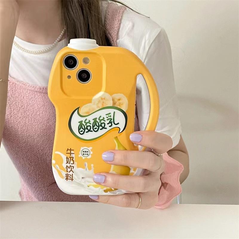 Ins Creative Milk Bottle Phone Case For IPhone 15 Fun 12 ProMax Yogurt Case Funny