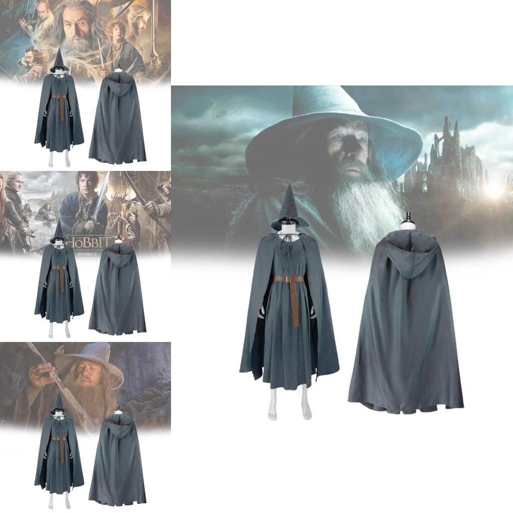 The Hobbit Gandalf Cosplay Costume With Cloak And Hat For Halloween Role Play