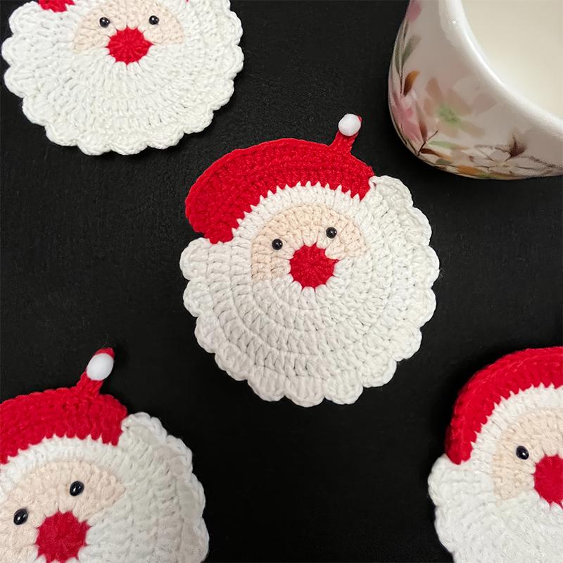 Christmas Heat-Resistant Table Protection Coasters Artistic Crochet Placemat Christmas Decorations Cute 7 Styles