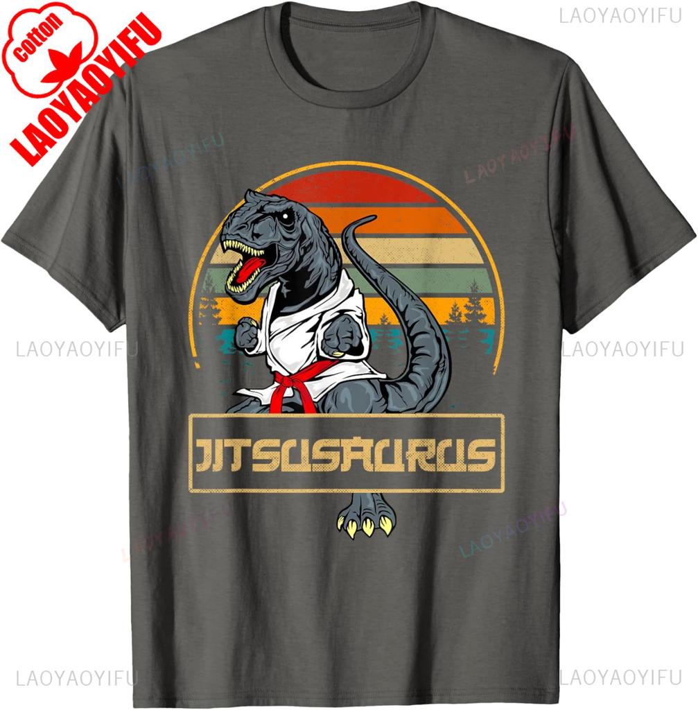 Jitsusaurus Funny Jiu Jitsu TRex BJJ MMA Martial Arts Gifts TShirt Unisex Clothing Graphic T Shirts Adult Short Sleeve Cotton Tee
