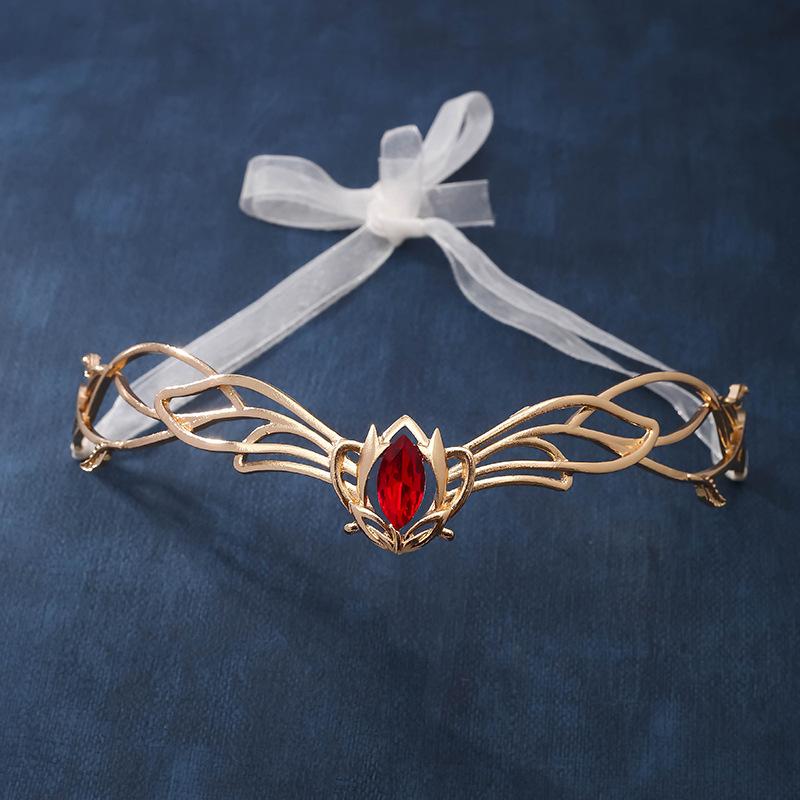 Goddess Cosplay Forehead Elves Crowns Tiara Women Man Vintage Ribbon Headband Hair Accessories Crown Wedding Headwear
