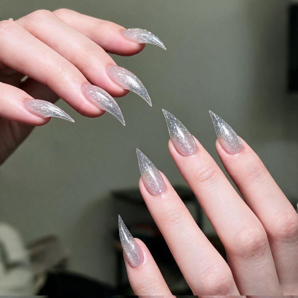 Gradient Halloween False Nails Wearable Nail Tips Set Durable Blood Stained Fake Nail Party
