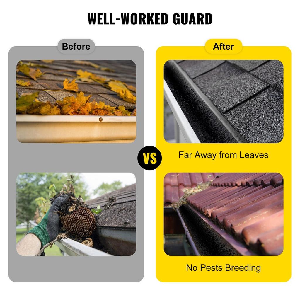Gutter Guard Brush With 30 FT Length Bristle, 4.33\"(Dia) Gutter Brush Leaf Guard Fit for 5 Inches Gutter, Galvanized Steel Wire Gutter Brush, No