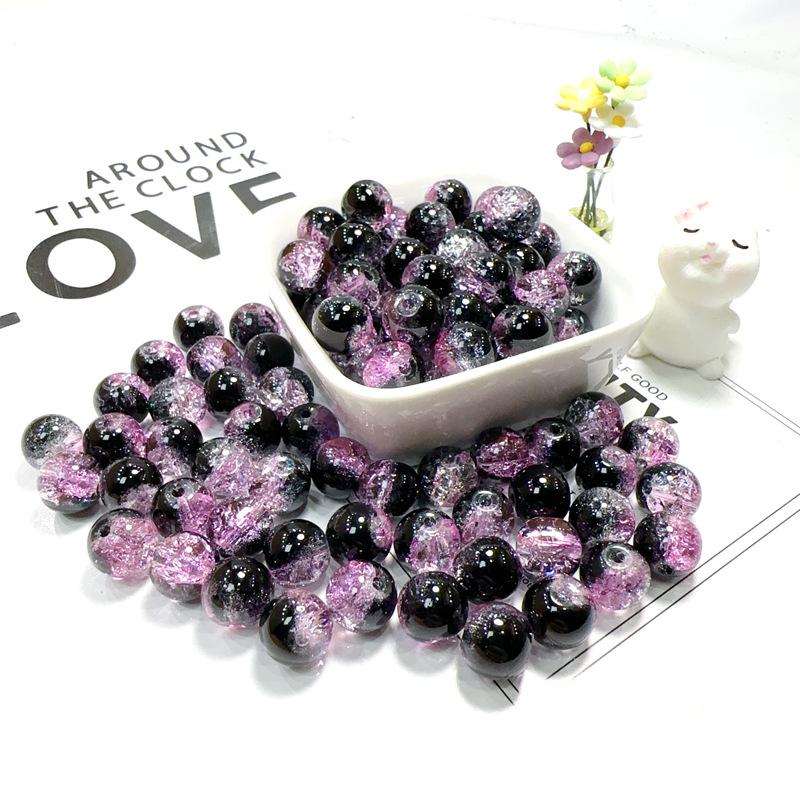 10mm Crackle Glass Round Beads, Loose Spacer Beads DIY Accessories for Bracelet Making 50pcs
