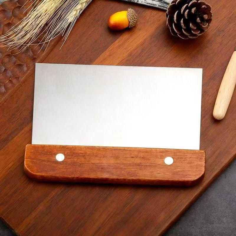 Stainless Steel Dough Scraper with Wooden Handle