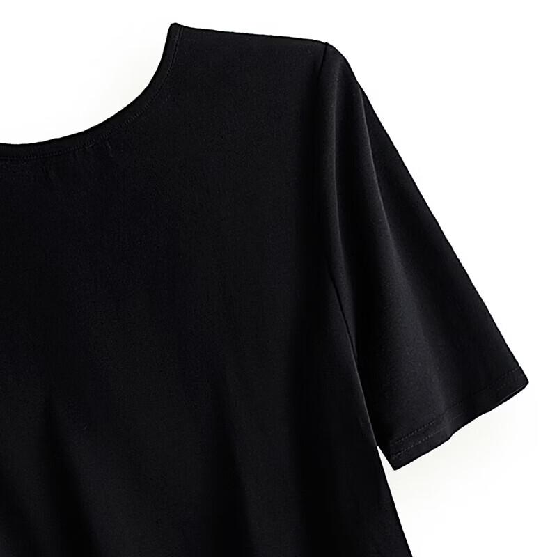 Sibaishi Women's Round Neck Color Block Short Sleeve Faux Two-Piece Casual Dress
