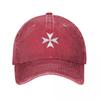 CROSS MALTA Maltese Amalfi Cross Maltese Cross Knights Hospitaller WHITE On BLACK Baseball Cap Luxury Brand Unisex Caps Women'S