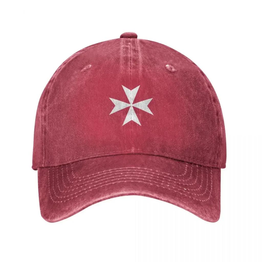 CROSS MALTA Maltese Amalfi Cross Maltese Cross Knights Hospitaller WHITE On BLACK Baseball Cap Luxury Brand Unisex Caps Women'S