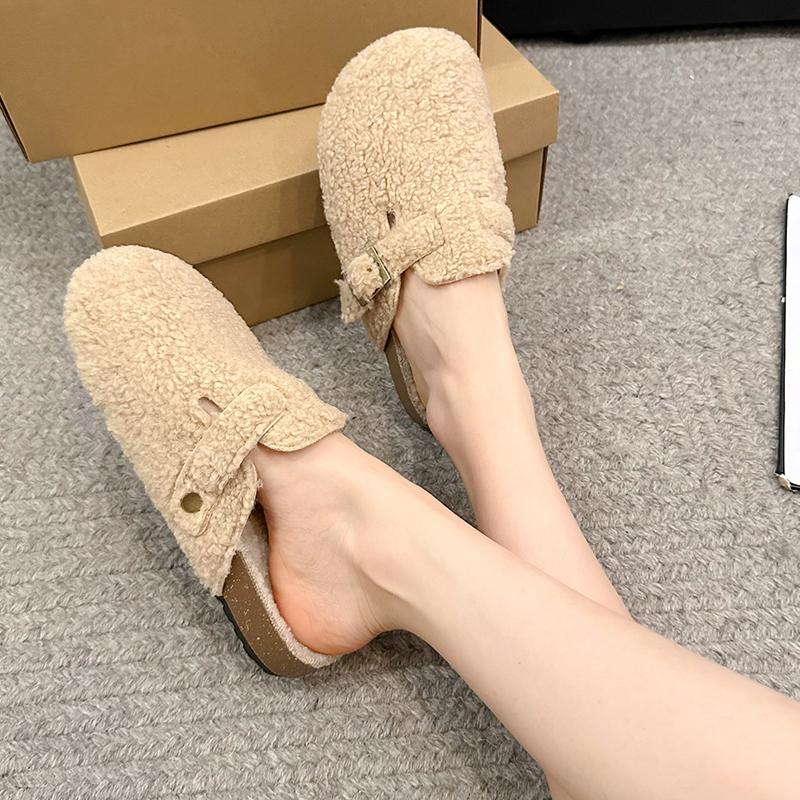 Fashion Soft Footbed Teddy Fur Mule Clogs For Woman Winter Warm Plush Slide Sandals Ladies Brand Design Fluffy Birken Shoes