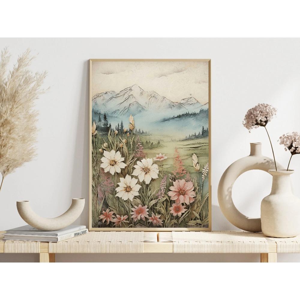 Nursery Landscape Sunset Daisy Flower Posters Wildflower Field Modern Prints Canvas Painting Wall Art Pictures Home Room Decor