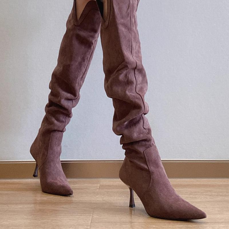 Fashion High Boots for Women High Heels Luxury Shoes Pointed Toe Fashoin Designer Pumps Winter 2025 Knee High Chelsea Botas De Mujer