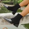 Women Ankle Boots Chunky Mid Heels Shoes Woman Pointed Toe Trend Shoes Winter New Goth Walking Chelsea Boots Botas De Mujer