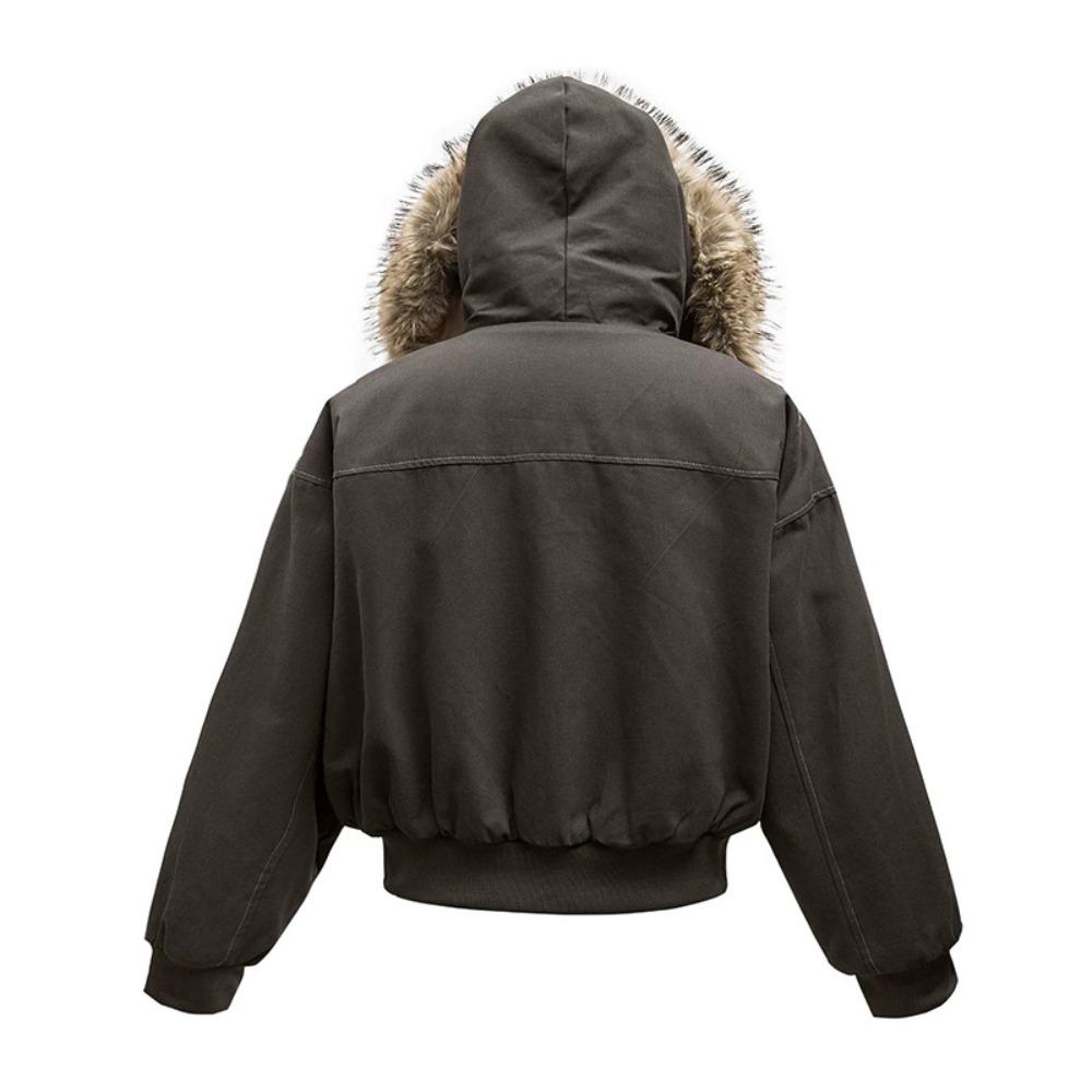 Retro Autumn and Winter Metal Buckle Design Hooded Jackets Men's Thick and Warm Hooded Cotton Jacket Long Sleeved