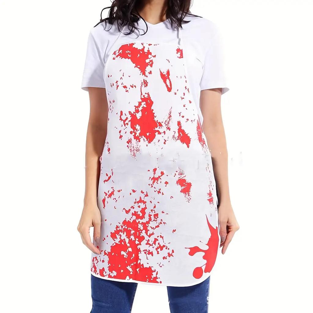 1pc/2pcs Festive Halloween Blood Splatter Apron - Adult Costume for Bar, Haunted House, or Party - Made of Polyester