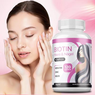 Biotin Complex Capsules, Rich In Keratin, Selenium, and Zinc Extracts, Nutritional Supplement.