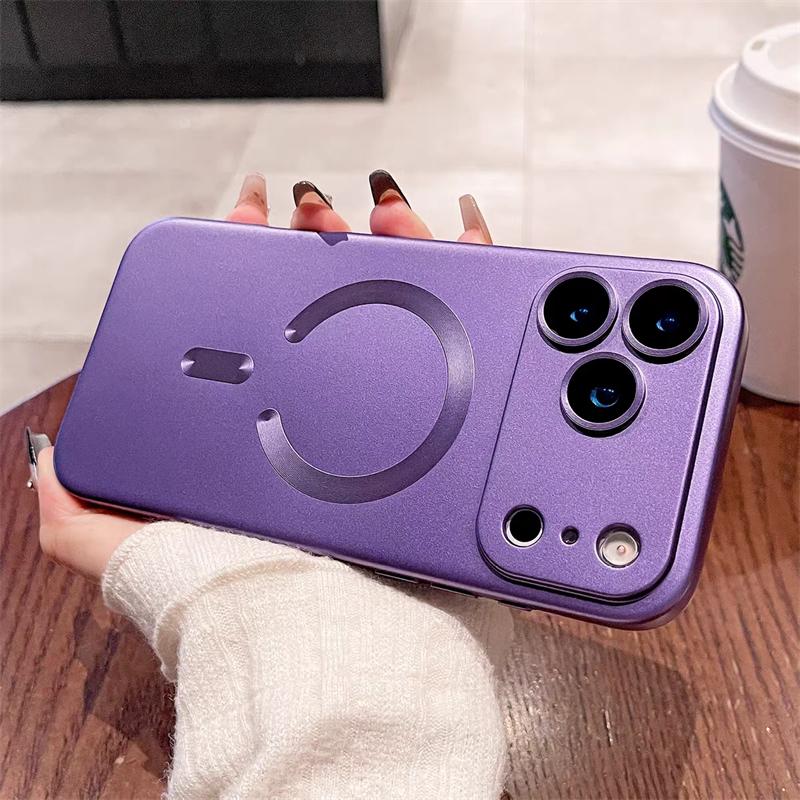 Funda Blanda Magnética Magsafe de Pintura Metálica Para iPhone 17 Pro Max 17 Air 16 E 15 14 Plus 13 12 11 Pro Max Carga Inalámbrica Cubierta Protectora de Lente